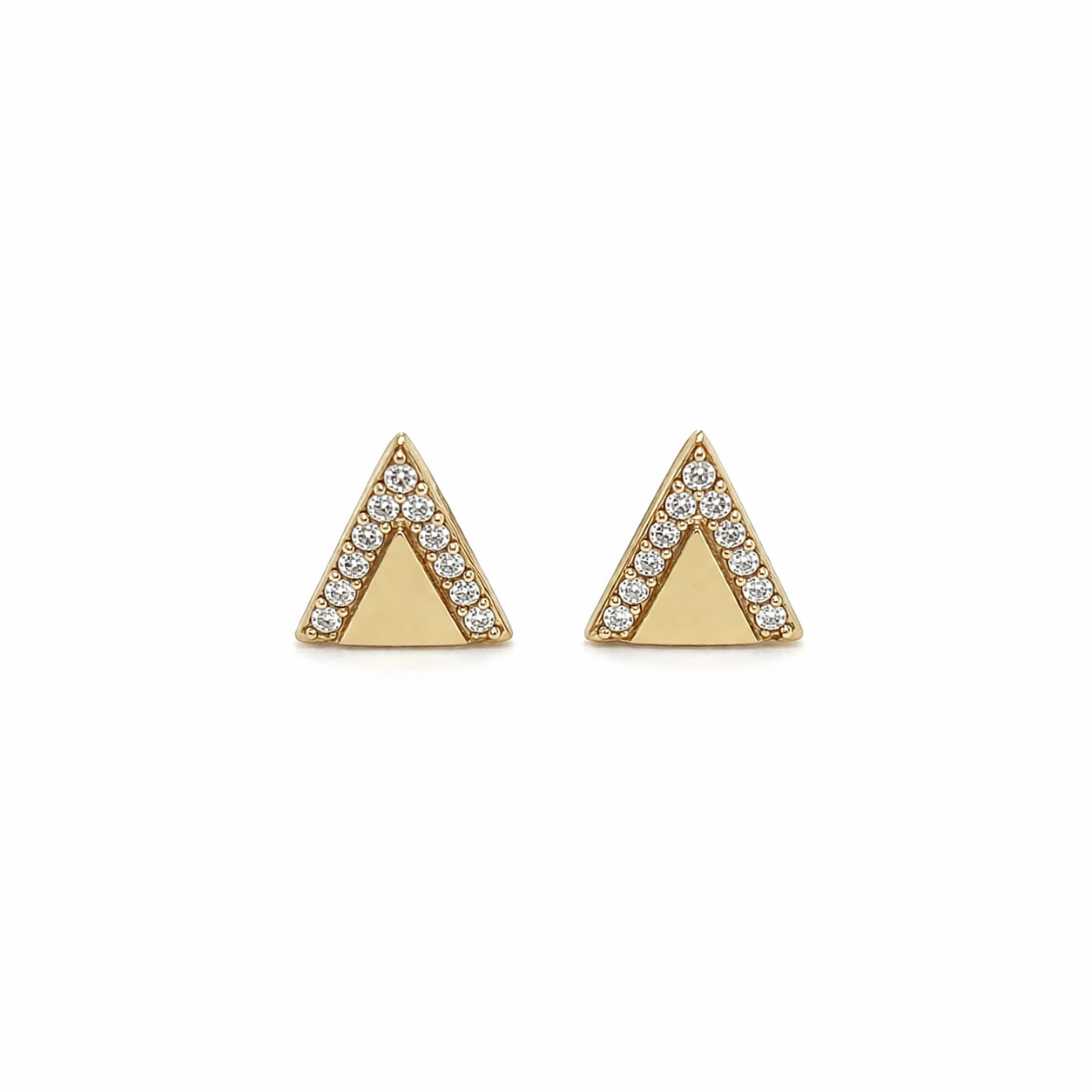 585 Gelbgold Ohrstecker Dreieck mit Zirkonia – ca. 7 mm