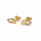 585 Gelbgold Ohrstecker Blatt mit Zirkonia – filigranes Design