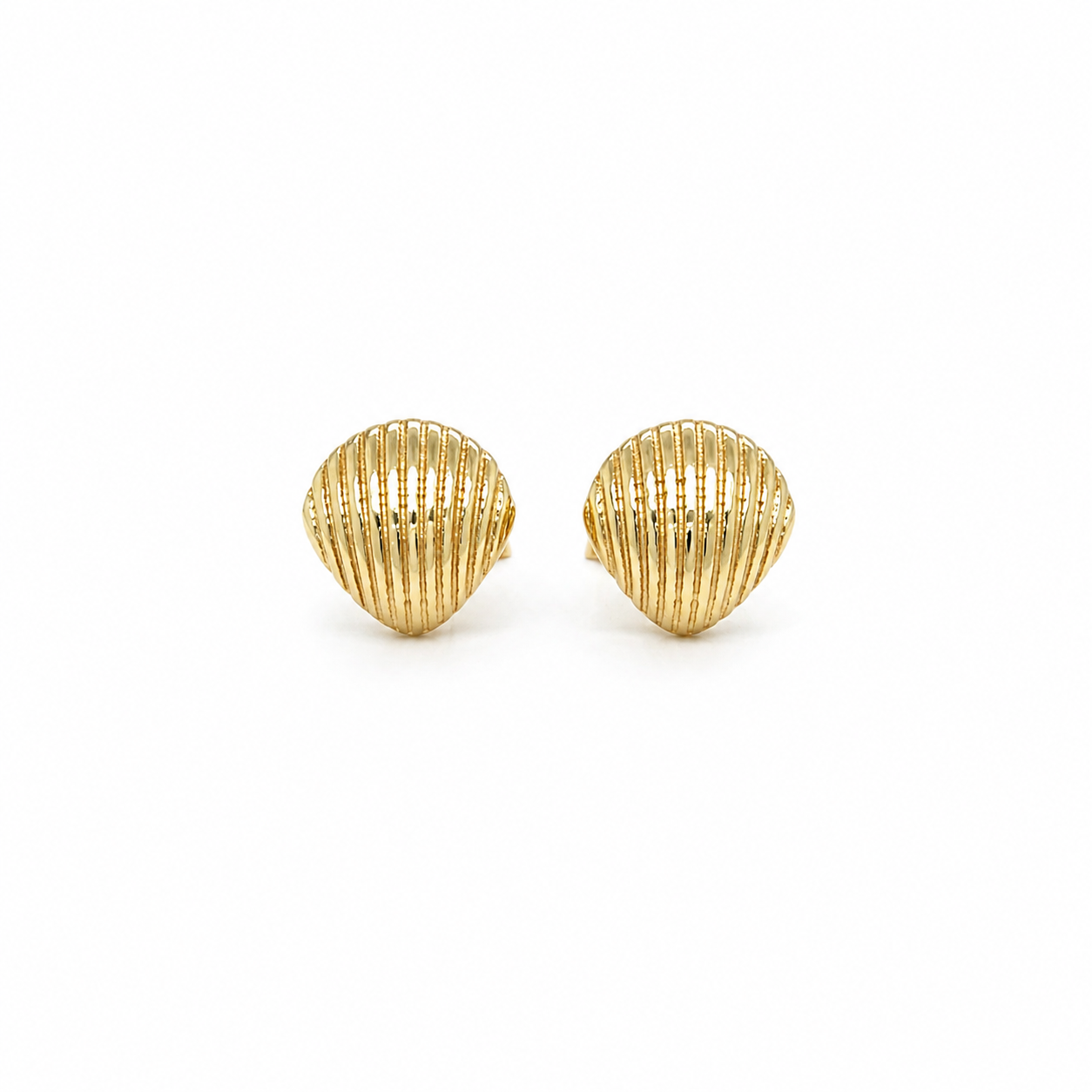585 Gelbgold Ohrstecker Muschel 8 mm geriffelt