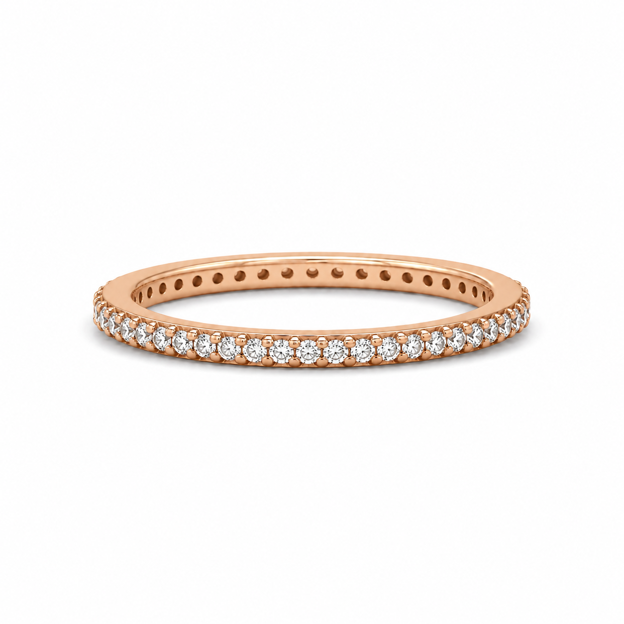 Feiner Vorsteckring aus 585  Rotgold mit Zirkonia