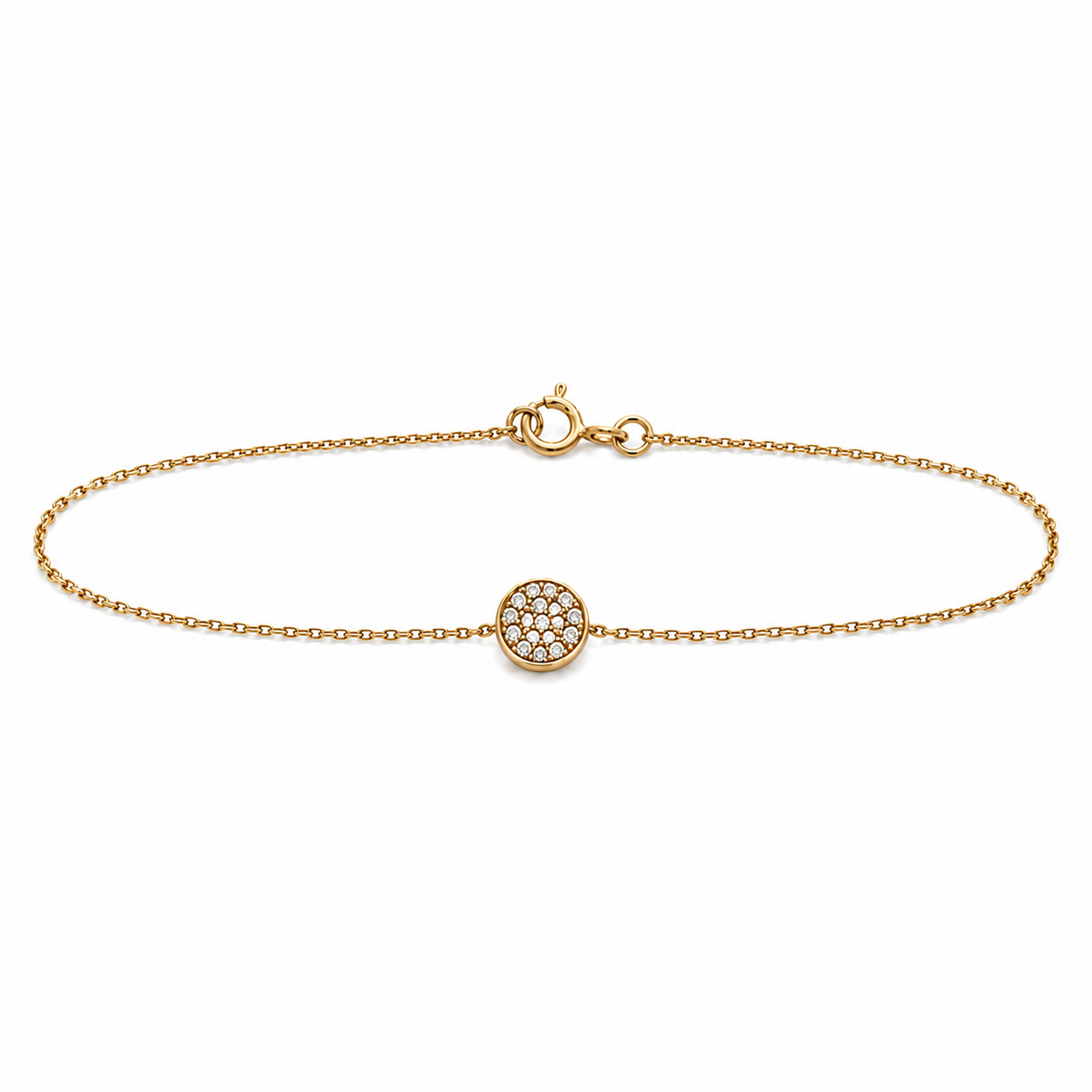 Brillantarmband 585 Gelbgold mit rundem Diamantbesatz Frontansicht
