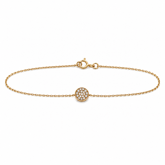 Brillantarmband 585 Gelbgold mit rundem Diamantbesatz Frontansicht
