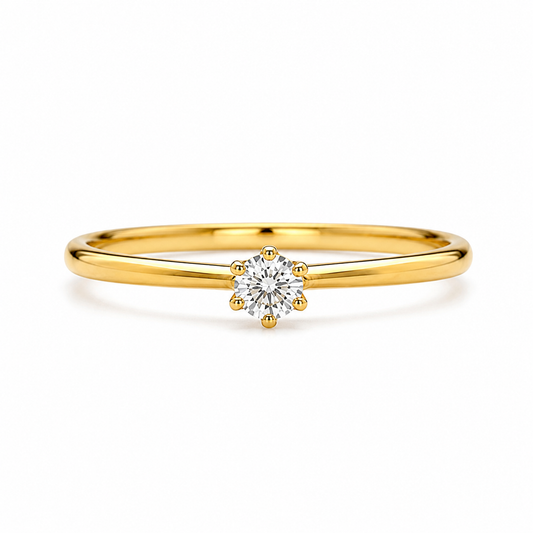 Solitär Ring aus 750 Gelbgold mit 0,15 ct Brillant G VS Frontansicht