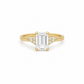585 Gelbgold Ring mit rechteckigem Zirkonia und seitlichem Steinbesatz – eleganter Verlobungsring Größe 53