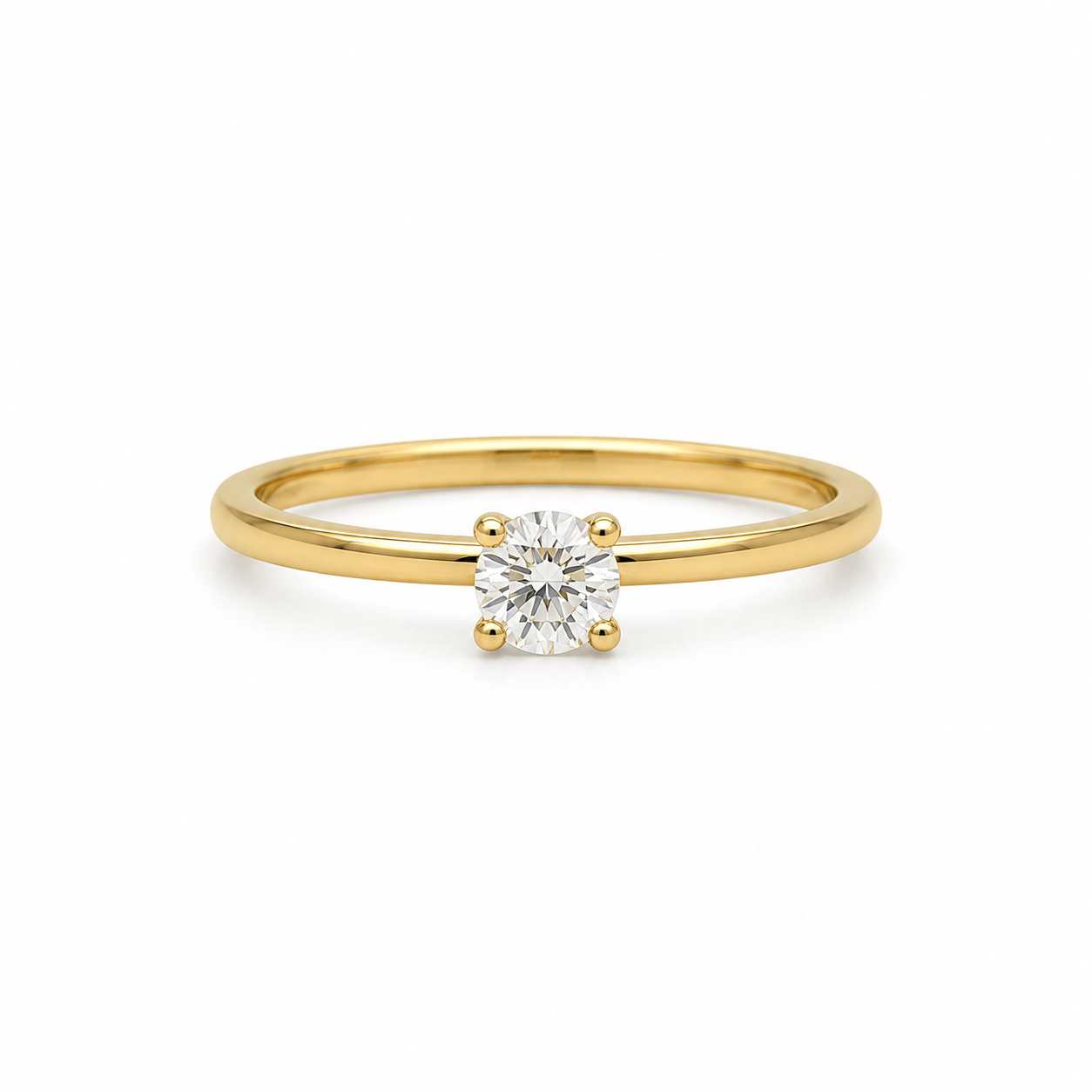 Solitärring 585 Gelbgold mit Zirkonia Frontansicht