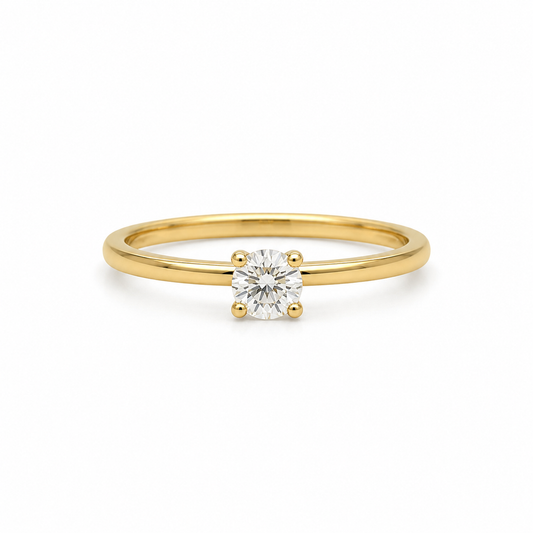 Solitärring 585 Gelbgold mit Zirkonia Frontansicht