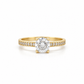 585 Gelbgold Ring mit Zirkonia Solitär und Pavé Schiene Größe 54