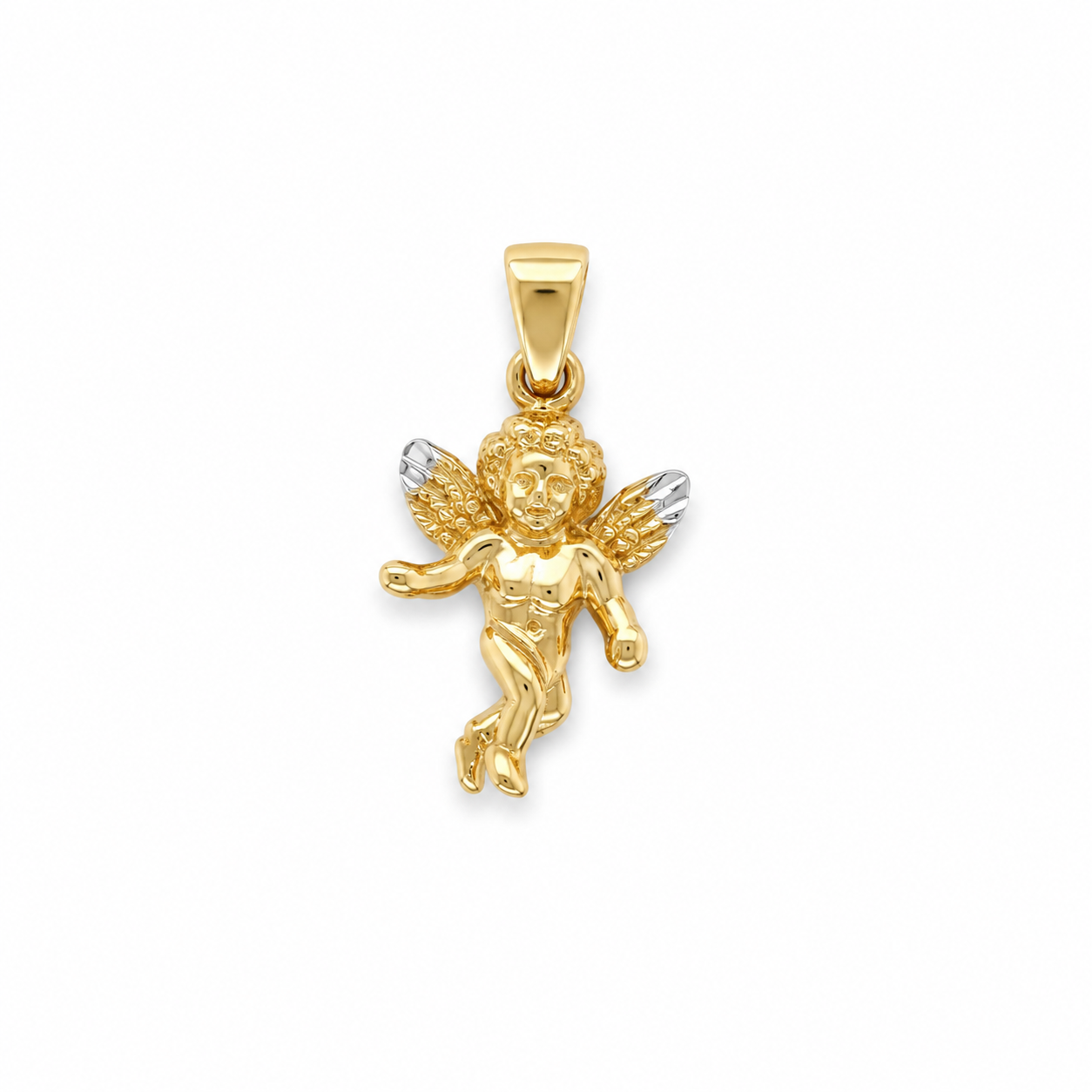 Schutzengel Anhänger aus 585 Gelbgold bicolor