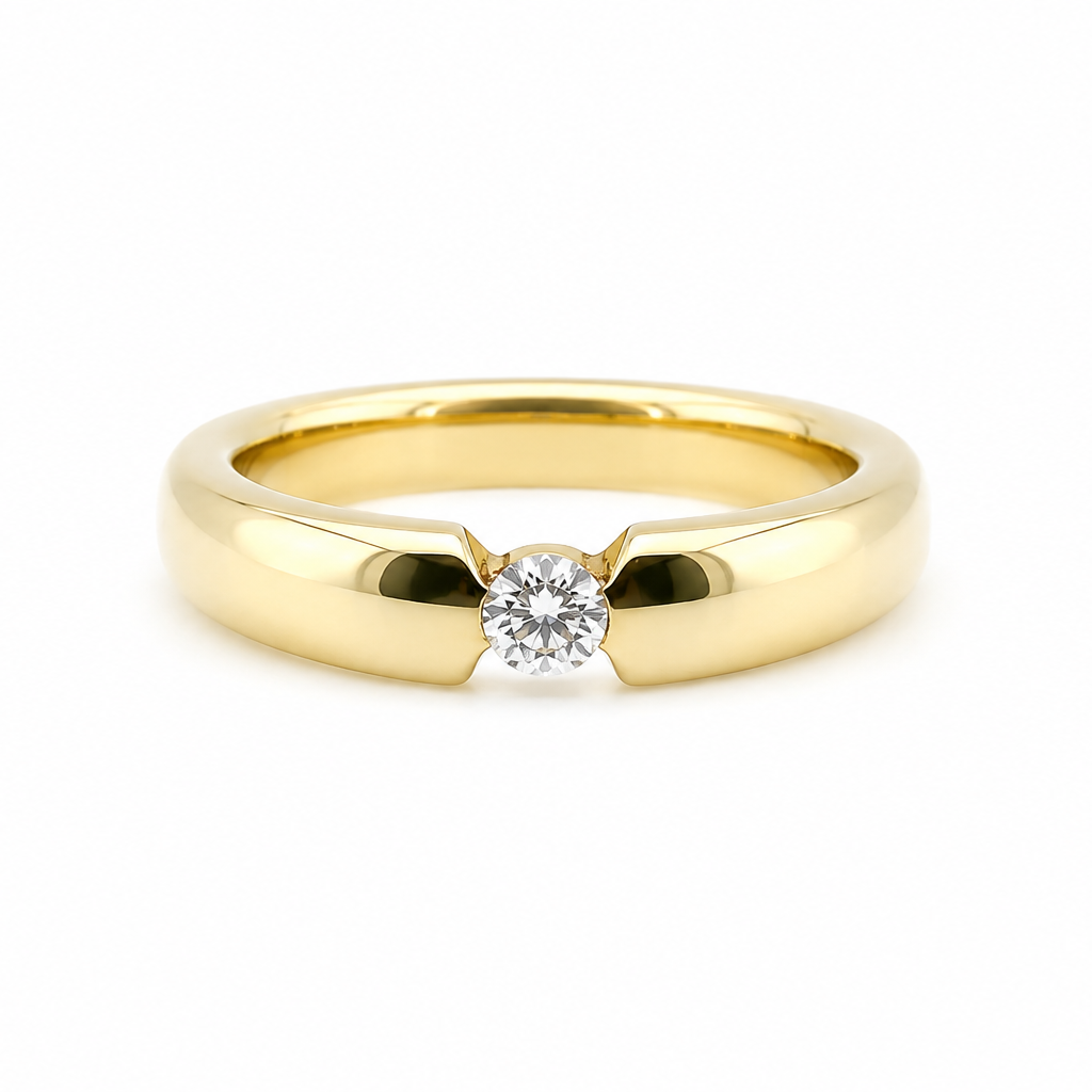 Spannring 585 Gelbgold mit Brillant Frontansicht