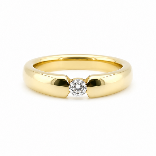 Spannring 585 Gelbgold mit Brillant Frontansicht