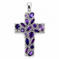 Kreuz Anhänger 585/- Weißgold mit synthetischem Amethyst – 45 mm