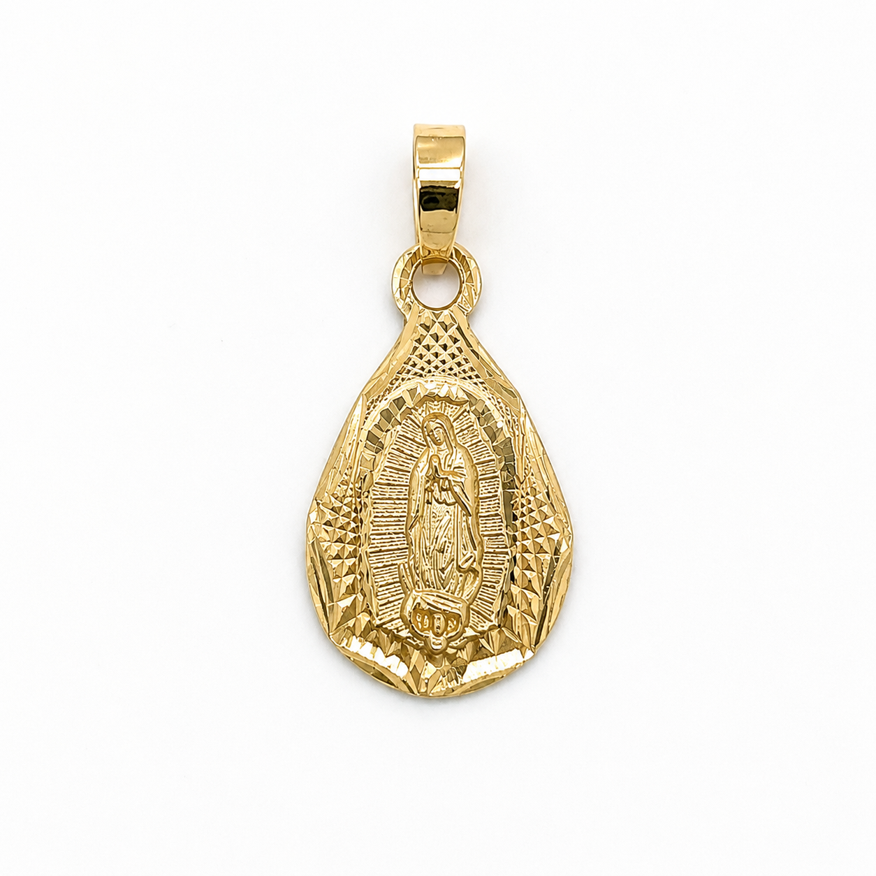 Marienanhänger 585 Gelbgold mit Marienbild Frontansicht
