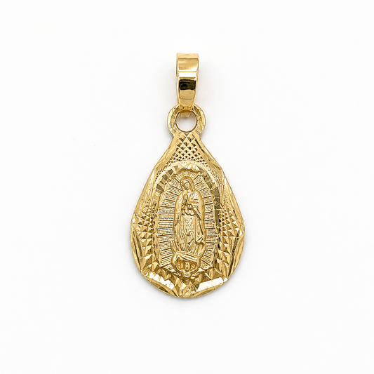Marienanhänger 585 Gelbgold mit Marienbild Frontansicht
