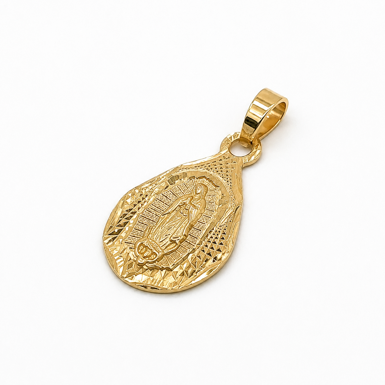 Kleiner Goldanhänger mit Maria Motiv aus 585er Gelbgold