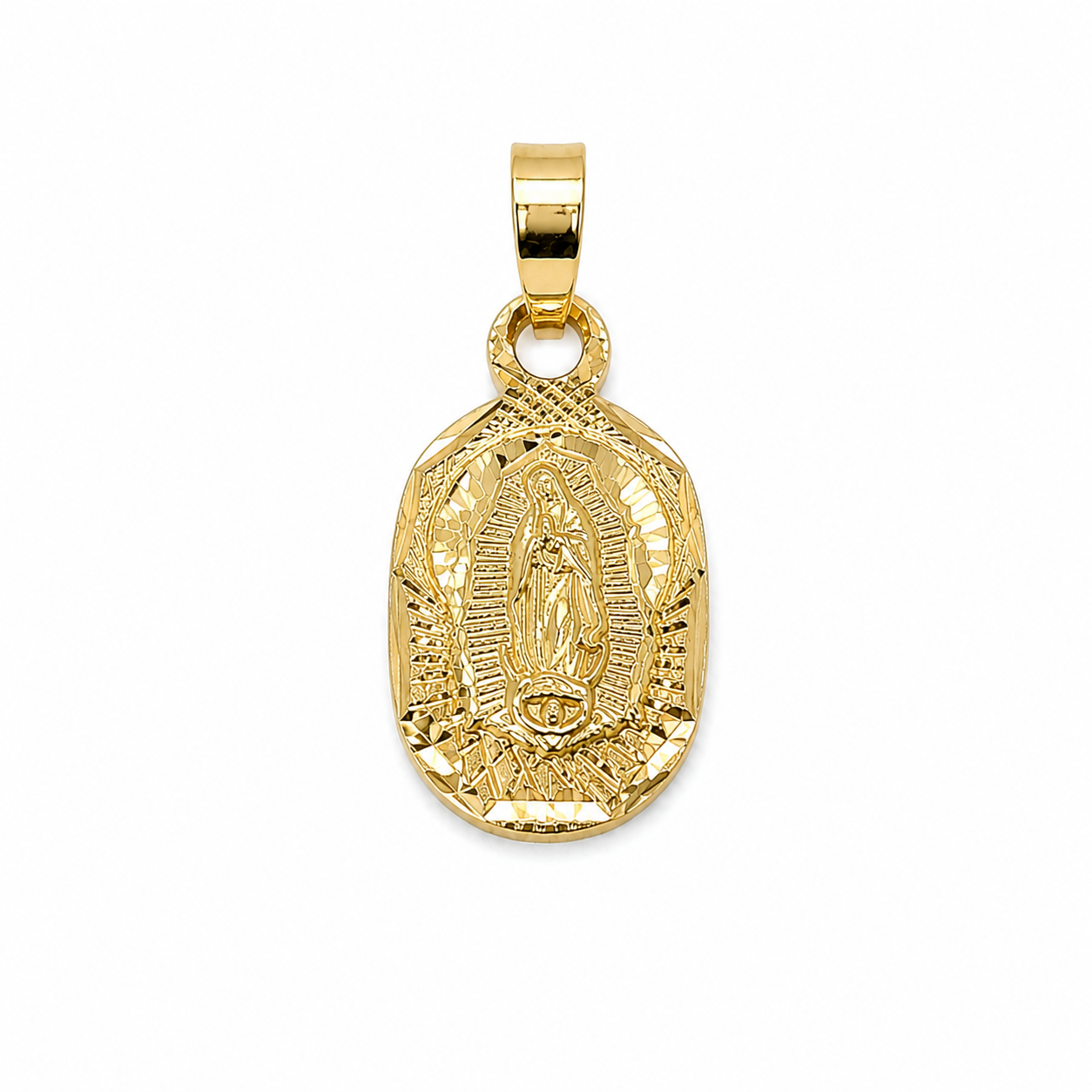 Marienanhänger 585 Gelbgold mit Marienbild Frontansicht