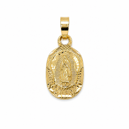 Marienanhänger 585 Gelbgold mit Marienbild Frontansicht