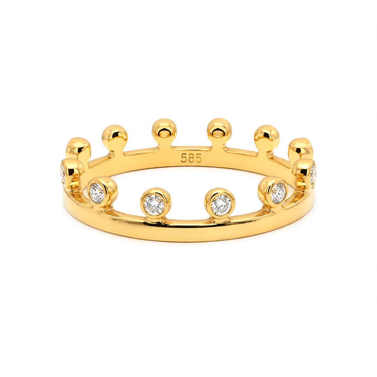 Brillantring aus 585 Gelbgold mit Kronenoptik und 0,30 ct Diamanten in H-SI Qualität, Ringgröße 54