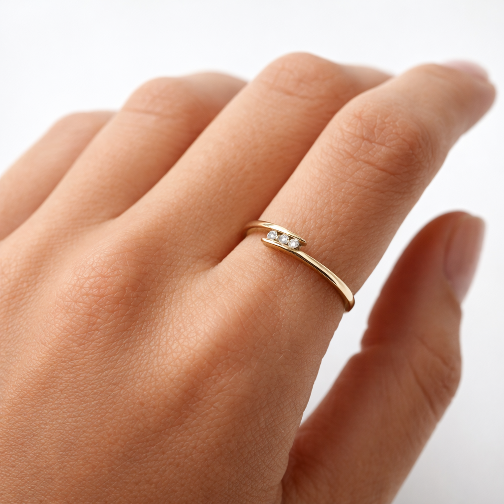 Offener Ring 585 Gelbgold mit Zirkonia – Moderner Damenring