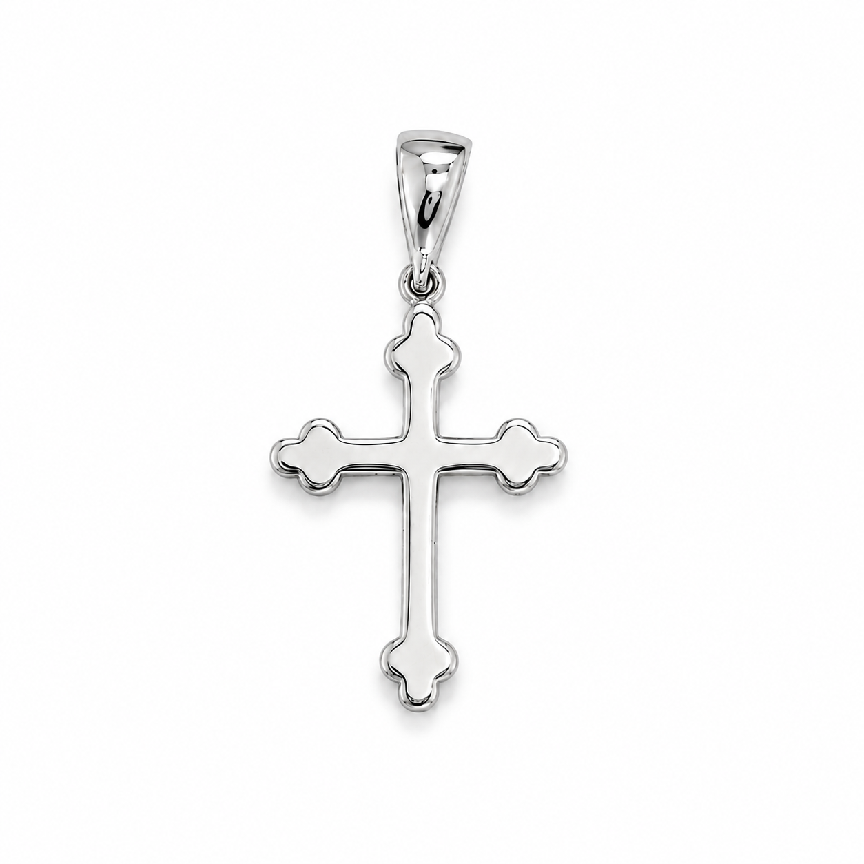 Kreuzanhänger 585 Weißgold mit Zirkonia und polierter Vorderseite