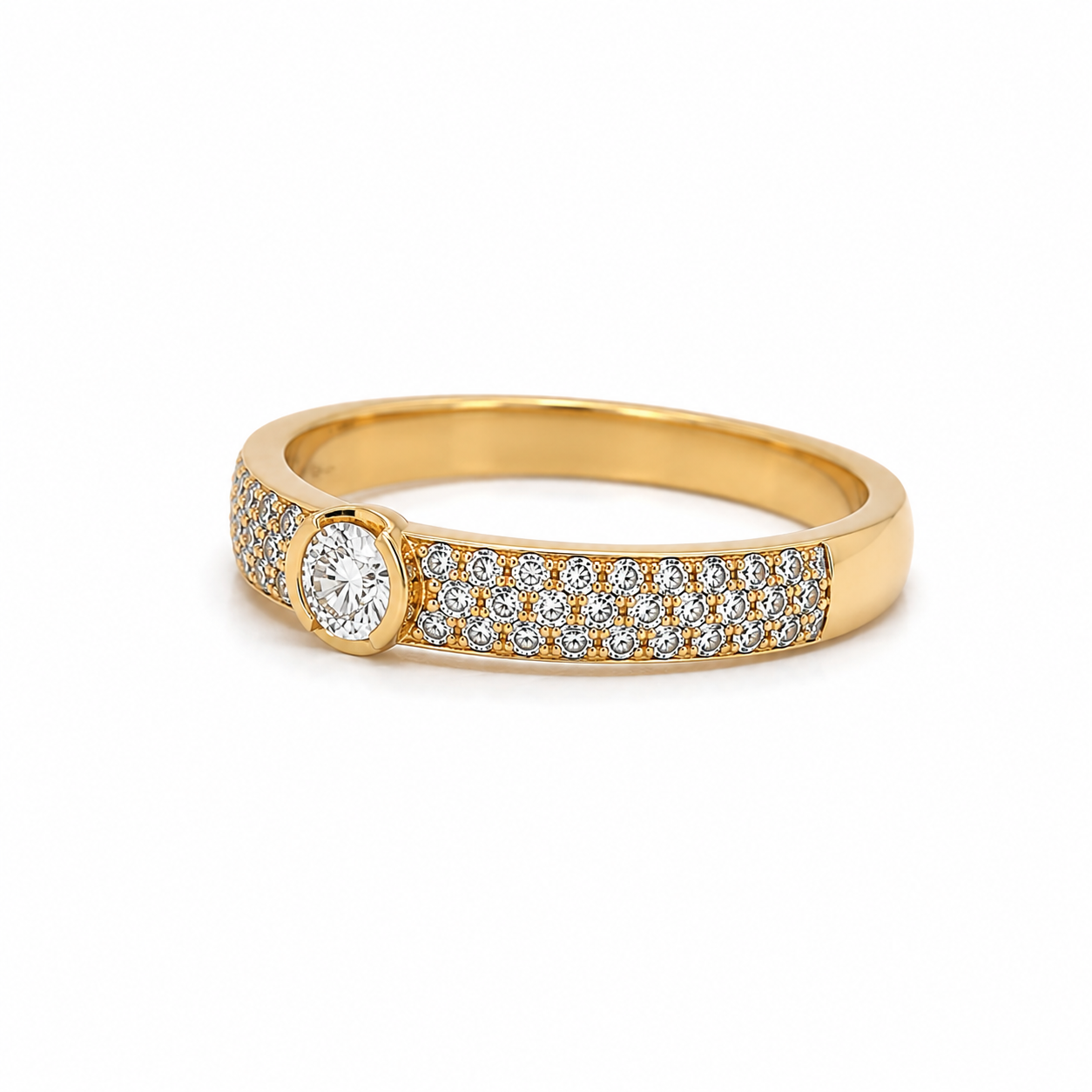 585 Gold Brillantring 0,75 ct G/SI – Größe 55 – Damenring mit Pavé-Besatz