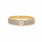 585 Gold Brillantring mit 0,75 ct G/SI Brillanten und pavé-gefassten Seitensteinen.