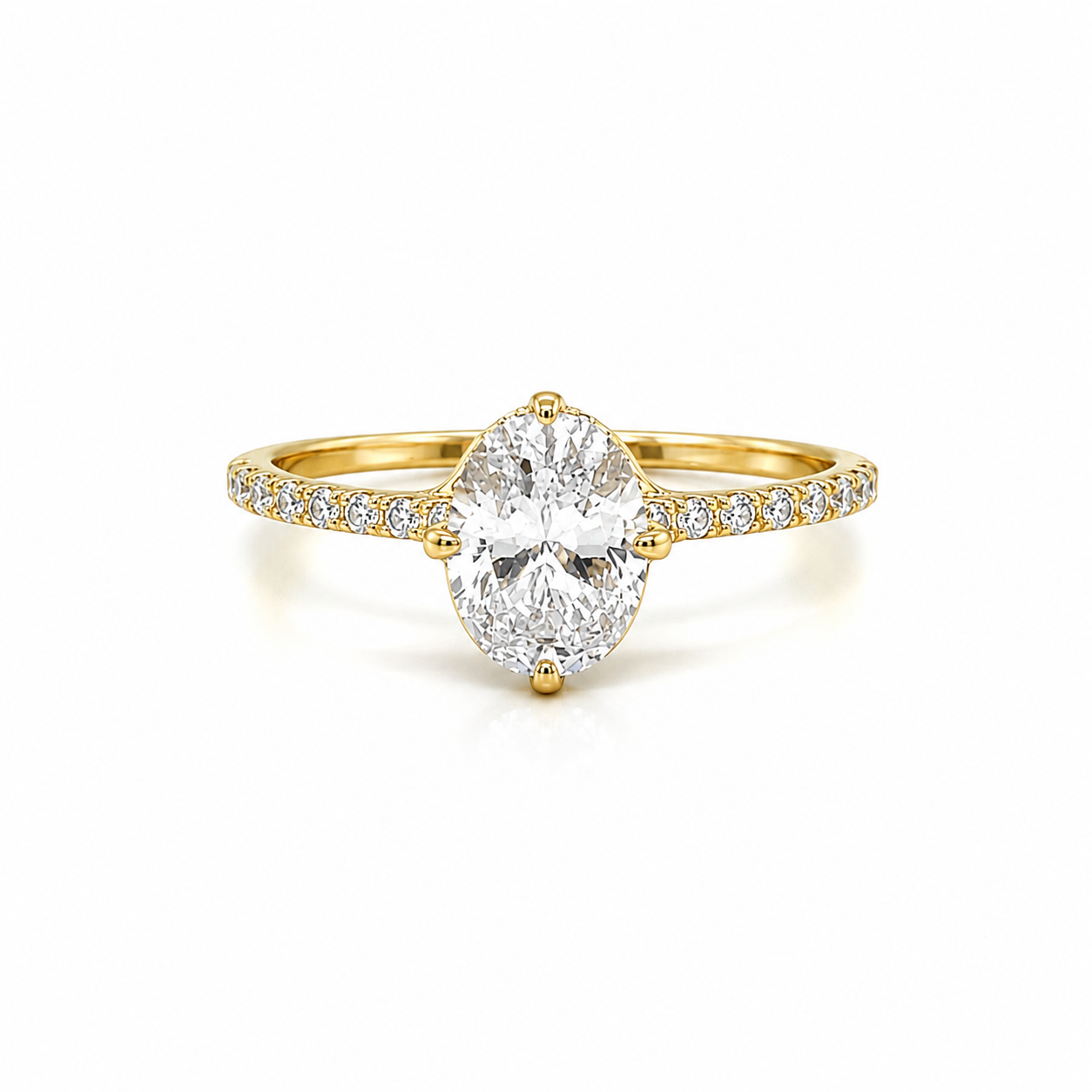 585 Gelbgold Ring mit ovalem Zirkonia – Damenring & Verlobungsring
