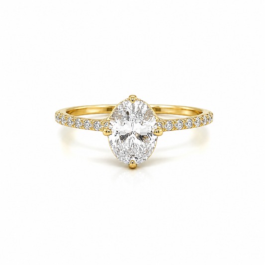 585 Gelbgold Ring mit ovalem Zirkonia – Damenring & Verlobungsring