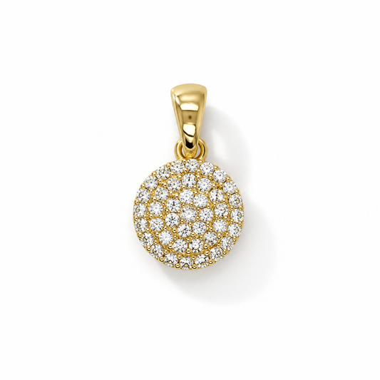 Anhänger mit Zirkonia – rundes Pavé Design in 585 Gelbgold