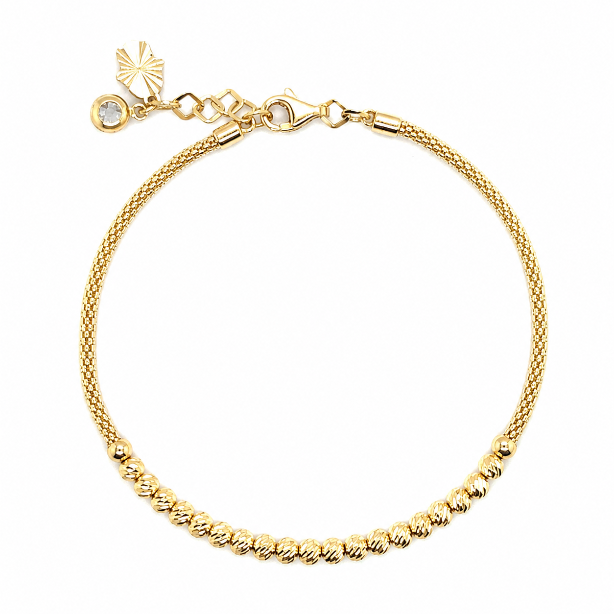 Damenarmband aus 585er Gelbgold mit Karabinerverschluss und Zwischenöse