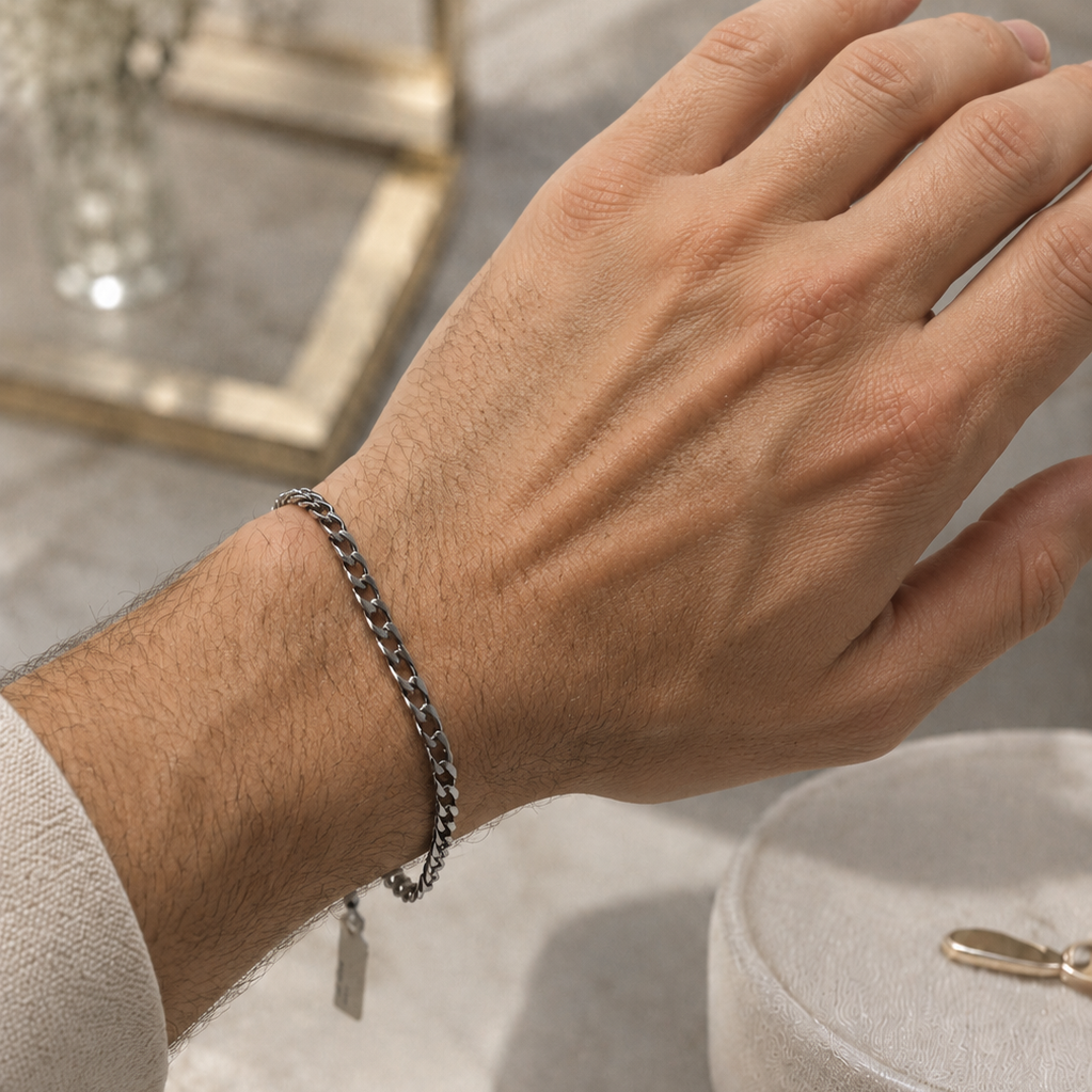925 Silber Panzerarmband für Damen und Herren 3,8 mm breit