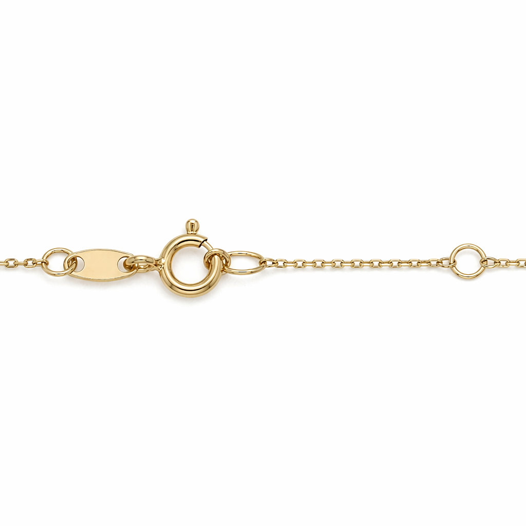 Kette aus 585 Gelbgold mit Zirkonia Anhänger – Zwei ineinandergreifende Ringe