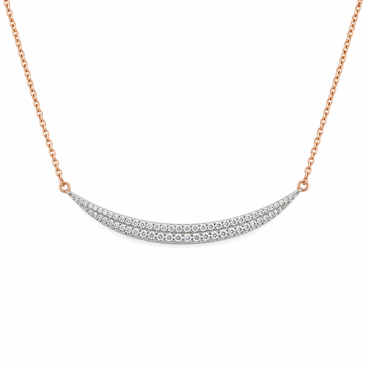585 Gold Bicolor Kette mit Brillanten 0,24 ct Rotgold Weißgold geschwungen