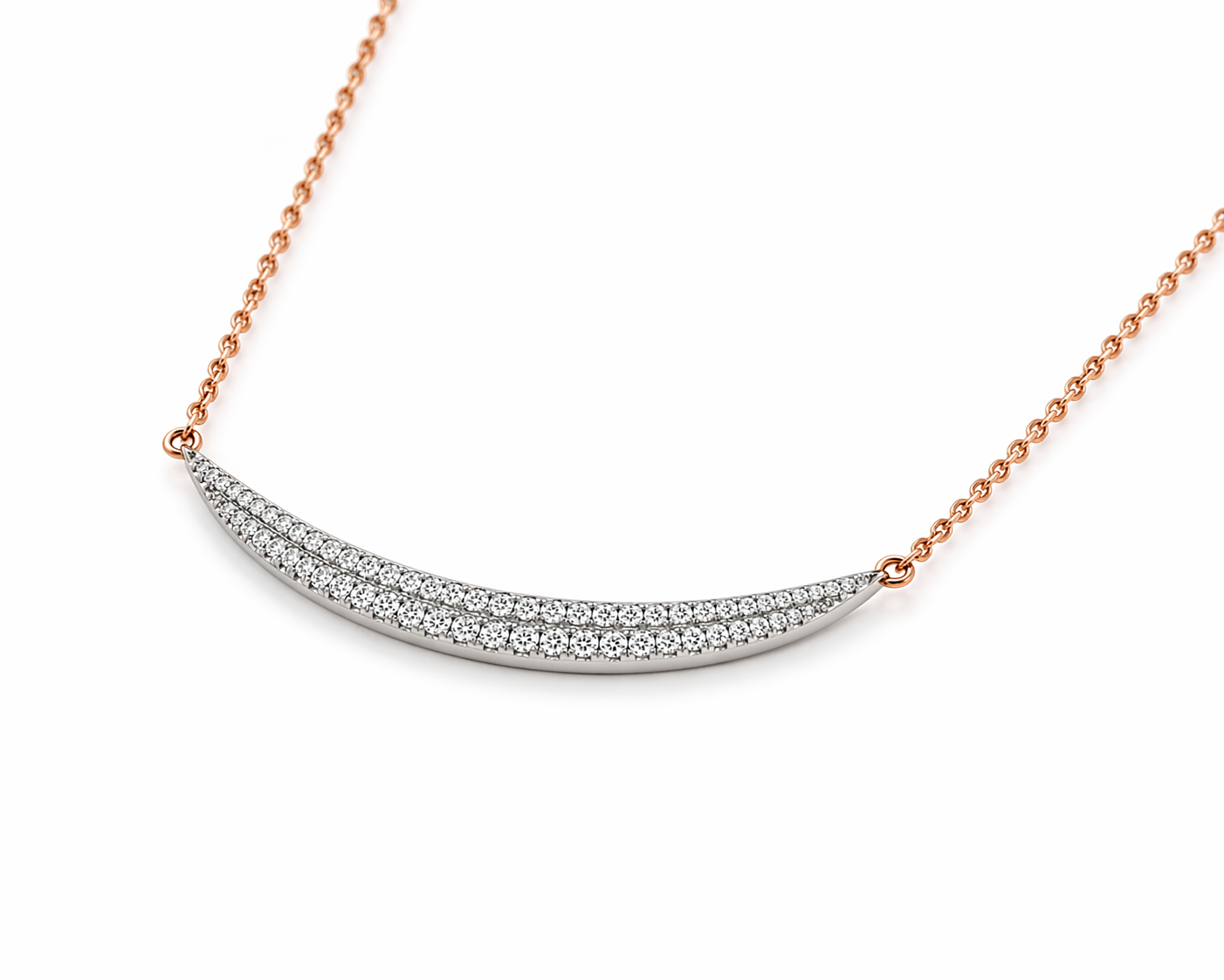 585 Bicolor Gold Kette mit Brillanten – Rotgold & Weißgold – 0,24 ct – 43 cm