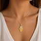 Hand der Fatima Kette 585 Gelbgold Bicolor mit Zirkonia