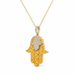 Hand der Fatima Kette 585 Gelbgold Bicolor mit Zirkonia