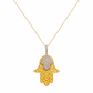 Hand der Fatima Kette 585 Gelbgold Bicolor mit Zirkonia