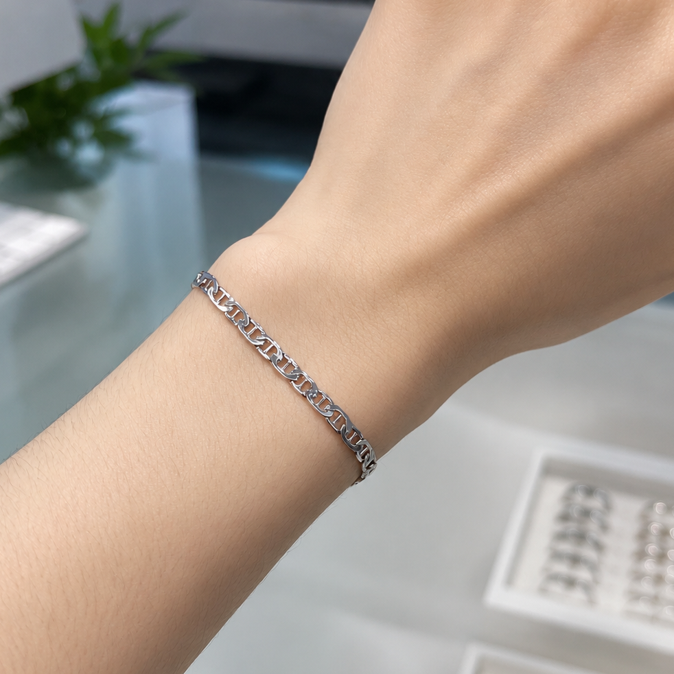 Damen und Herren Armband aus 925 Sterling Silber Panzer-S