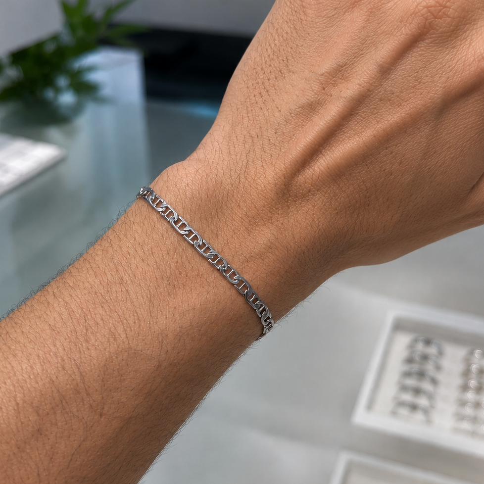 Damen und Herren Armband aus 925 Sterling Silber Panzer-S