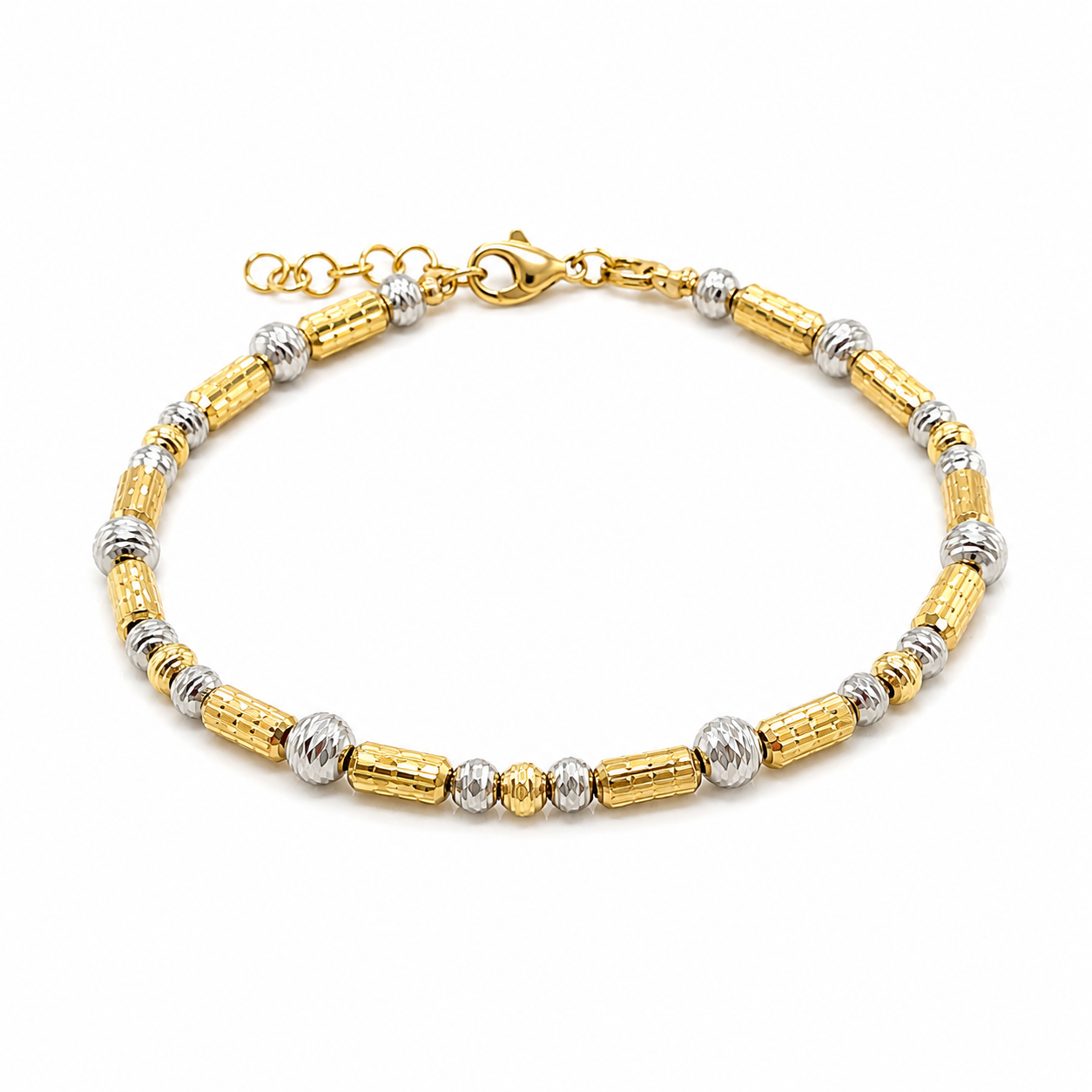 Diamantiertes Goldarmband Bicolor 17 bis 19 cm