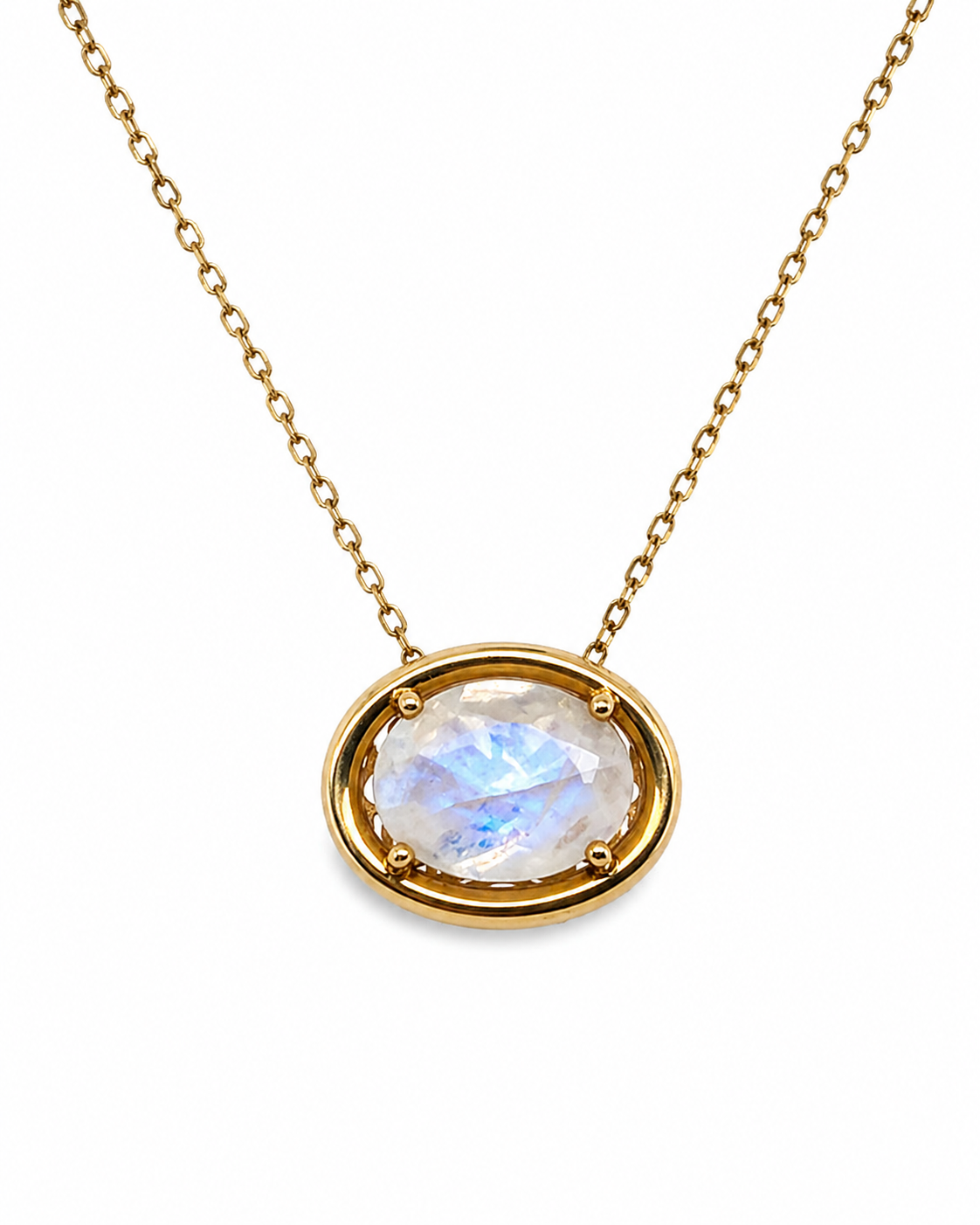 585 Gelbgold Kette mit Mondstein Anhänger – 1,57 ct – 42 cm