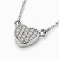750 Weißgold Kette mit Herz Anhänger & Brillanten – 0,04 ct – 42 cm (38 cm Zwischenöse)