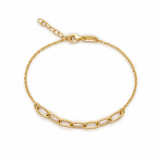 Paperclip Armband 585 Gelbgold längenverstellbar 17–19 cm