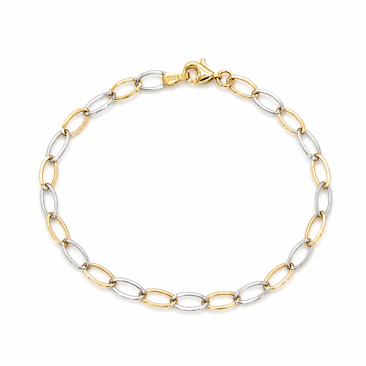 Bicolor Armband 585 Gold mit Ovalgliedern