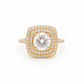Zirkonia Ring 585 Gelbgold mit Halo Frontansicht