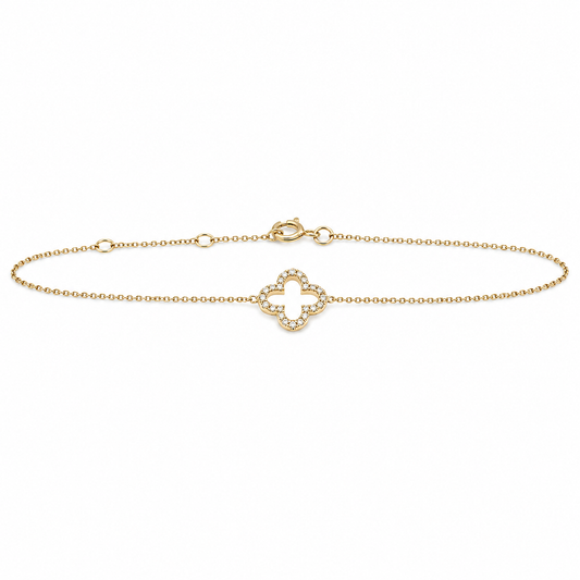 Kleeblatt Armband 585 Gelbgold mit Brillanten Frontansicht