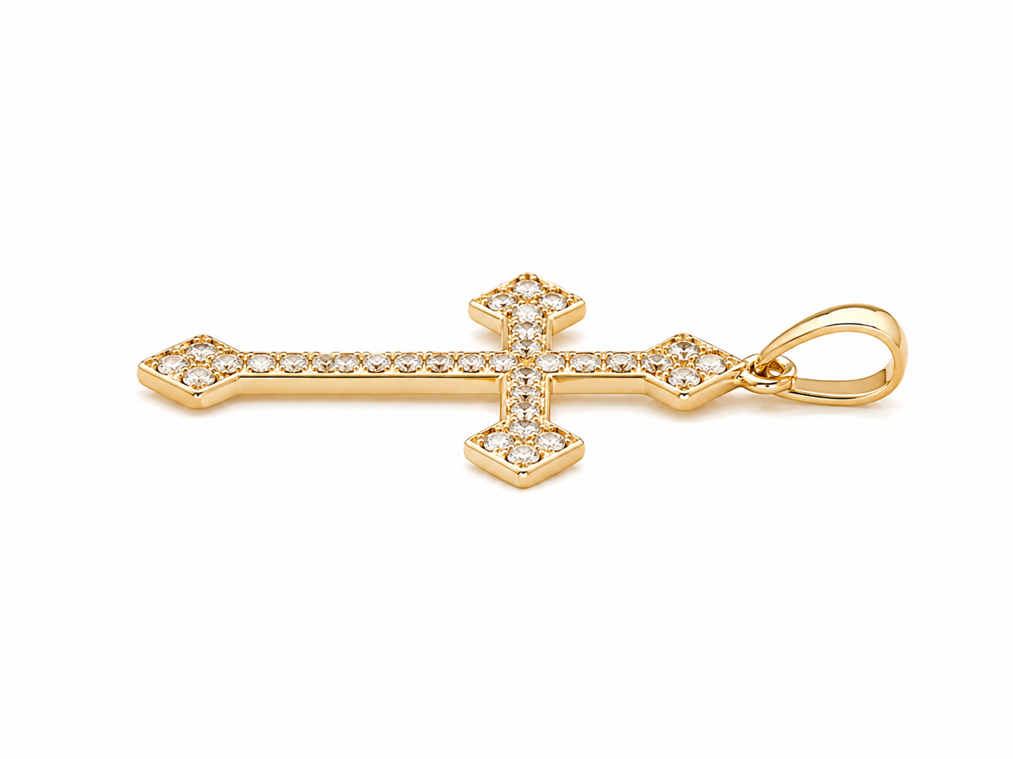 585er Gelbgold Kreuzanhänger mit Öse und Geschenkbox
