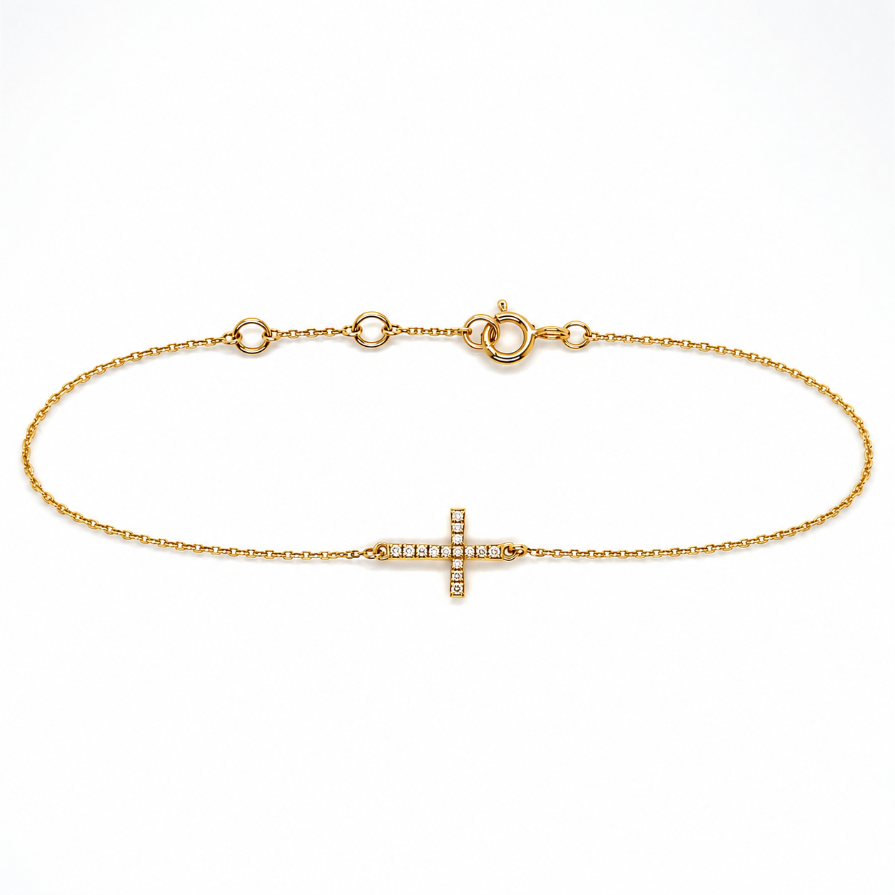 Brillantarmband Kreuz aus 585 Gelbgold Frontansicht