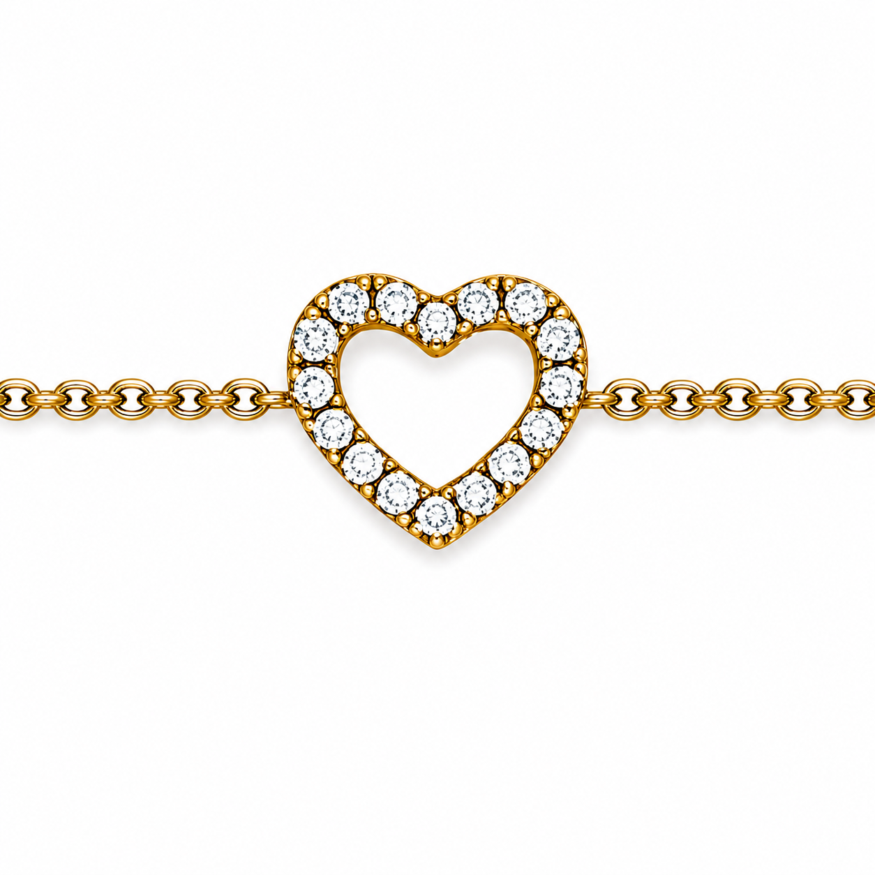 Damen Herzarmband 750 Gelbgold mit Brillanten am Handgelenk getragen