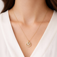 585 Gelbgold Kette Damen mit Zirkonia Anhänger im Doppelkreis-Design