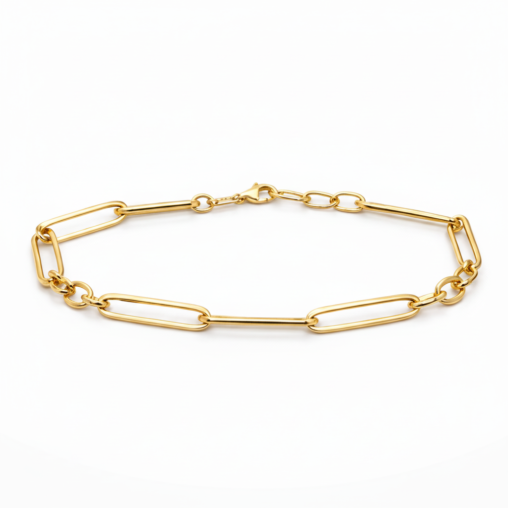 585 Gelbgold Armband – Paperclip Design – 18–20 cm
